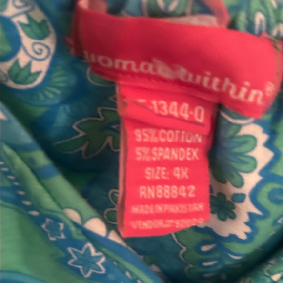 Woman Within Blue and Green Floral Midi Dress - Picture 2 of 5